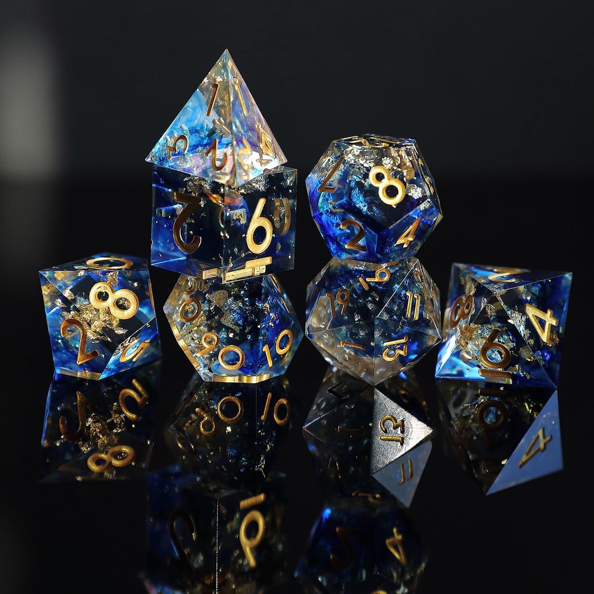 7-delige Polyhedrische D&D Dobbelstenen Set van Scherpe Kunsthars voor RPG's en Tafelspellen