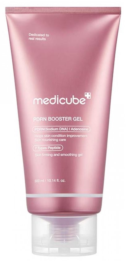 Roségouden tube met Medicube PDRN Booster Gel. Bevat 7 soorten peptiden voor een stevigere huid.