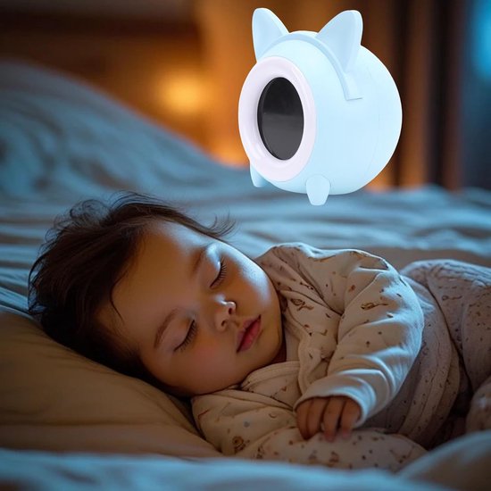 Slaaptrainer Kinderwekker - Nachtlamp Alarm - Kind Leren Slapen - Met Geluiden en Kleuren - 13W x 11H cm - Blauw — afbeelding 3