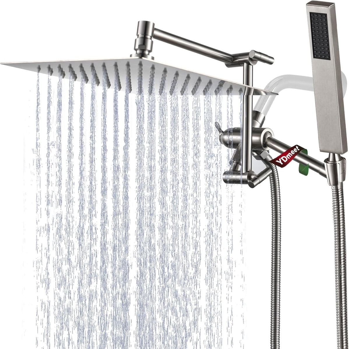 Douchekop Combo - Handdouche Set - Douchen Verbeteren - Verstelbare Verlengarm - 25.4 cm R