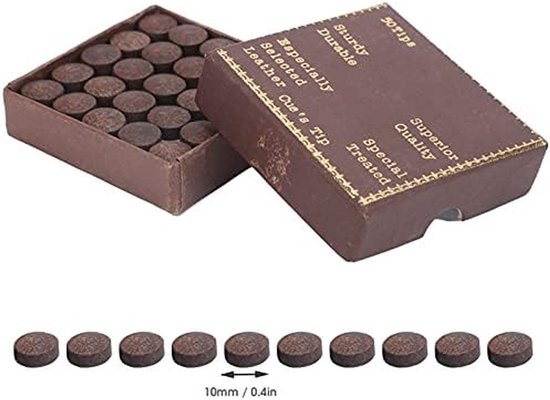 Biljartkeu Pomerans Set - Keu Tips - Biljart Spel - Hoge Dichtheid Leer - 50 Stuks - Bruin — afbeelding 5