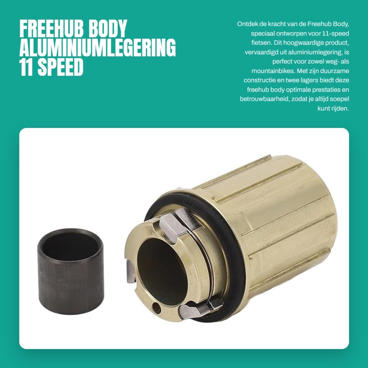 Dailygoods- Freehub Body Aluminiumlegering - 11 Versnellingen - 2 Lagers - 15mm Gat - Hoogwaardige Kwaliteit - Compatibel met Fietsen - Fietsvrijloop