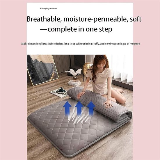 Opvouwbare Tatami Matras - Japanse Futon Vloermatras - Comfortabel Slapen - Huidvriendelijk Lamsvelours - 150x200cm - C — afbeelding 3