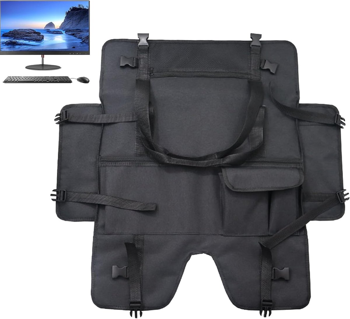 Monitorhoes - Beschermhoes Scherm - Veilige Opslag - Slimme Indeling - 54x72cm - Zwart