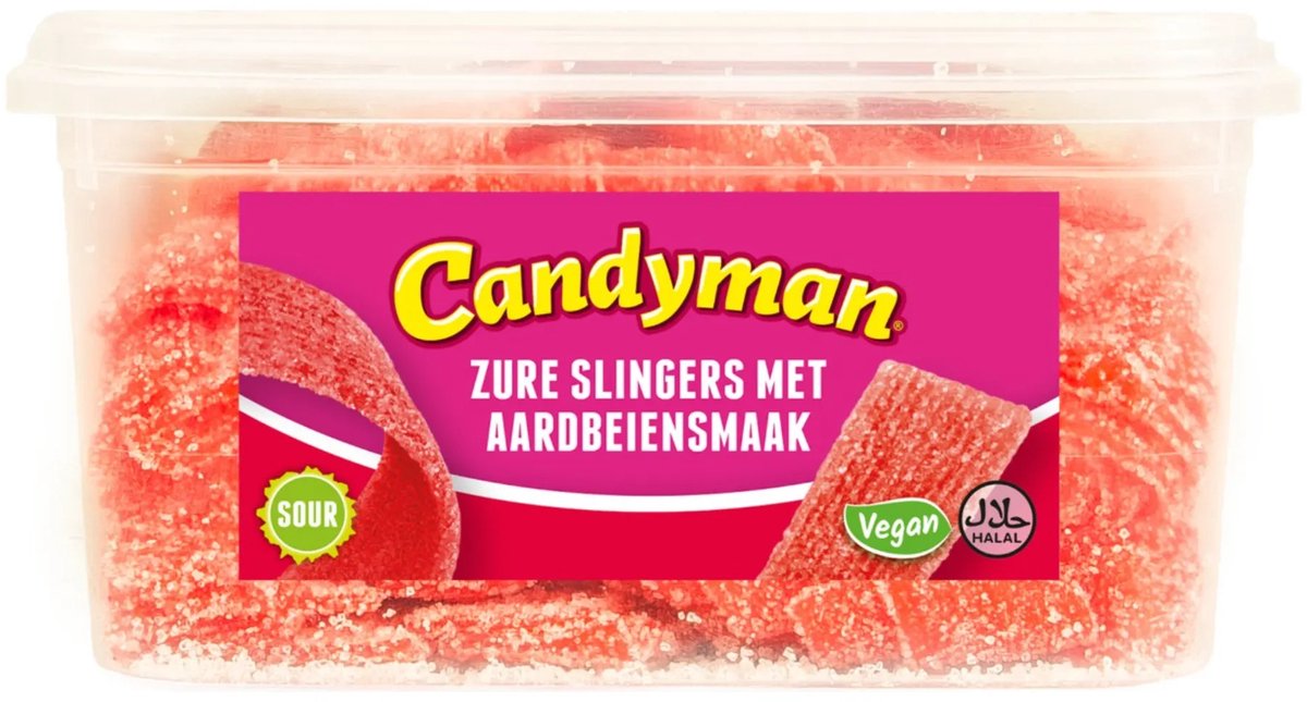 Candyman Zure Slingers Aardbei - 1 kg