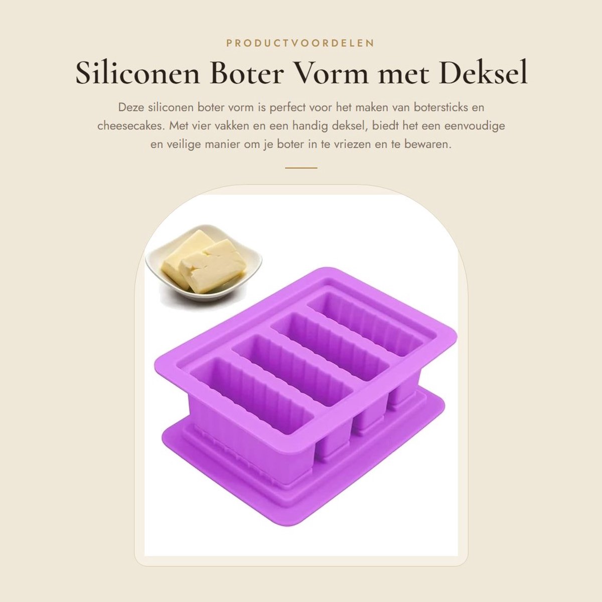 Dailygoods- Siliconen Vorm - Voedselveilige Materialen - 4 Vakken - Hittebestendig - Flexibel - Duurzaam en BPA-vrij - Bakvorm