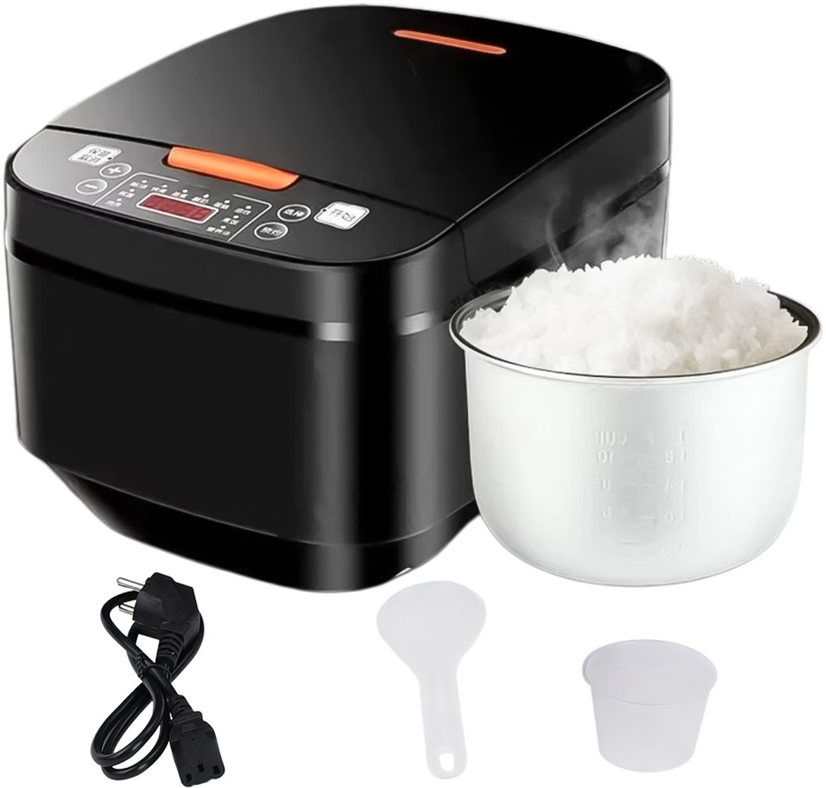 Rijstkoker Multicooker - Rijstkoker - Slimme Rijstkoker - Antiaanbaklaag aan de Binnenkant - 10 kookprogramma's - 5L - Zwart