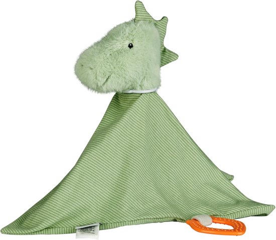 Knuffeldoek Dino - Speendoekje Baby - Troosten en Spelen - Met Bijtring - 11 x 24 cm - Groen — afbeelding 3