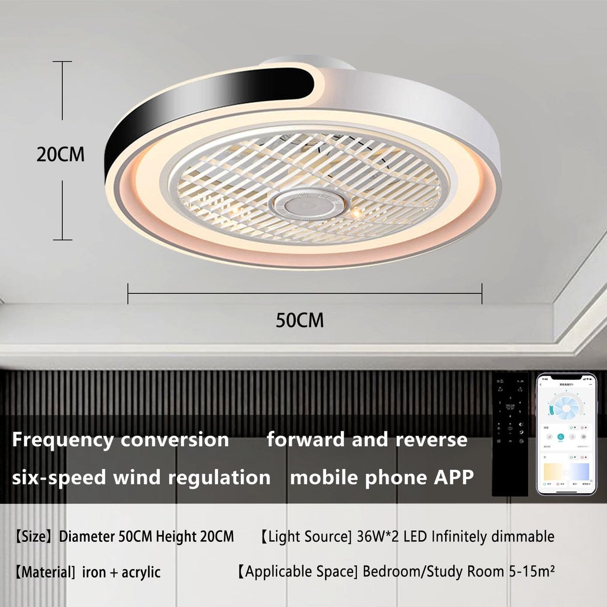 Plafondventilator met Verlichting - Plafonniere - Plafondarmatuur - licht gemak