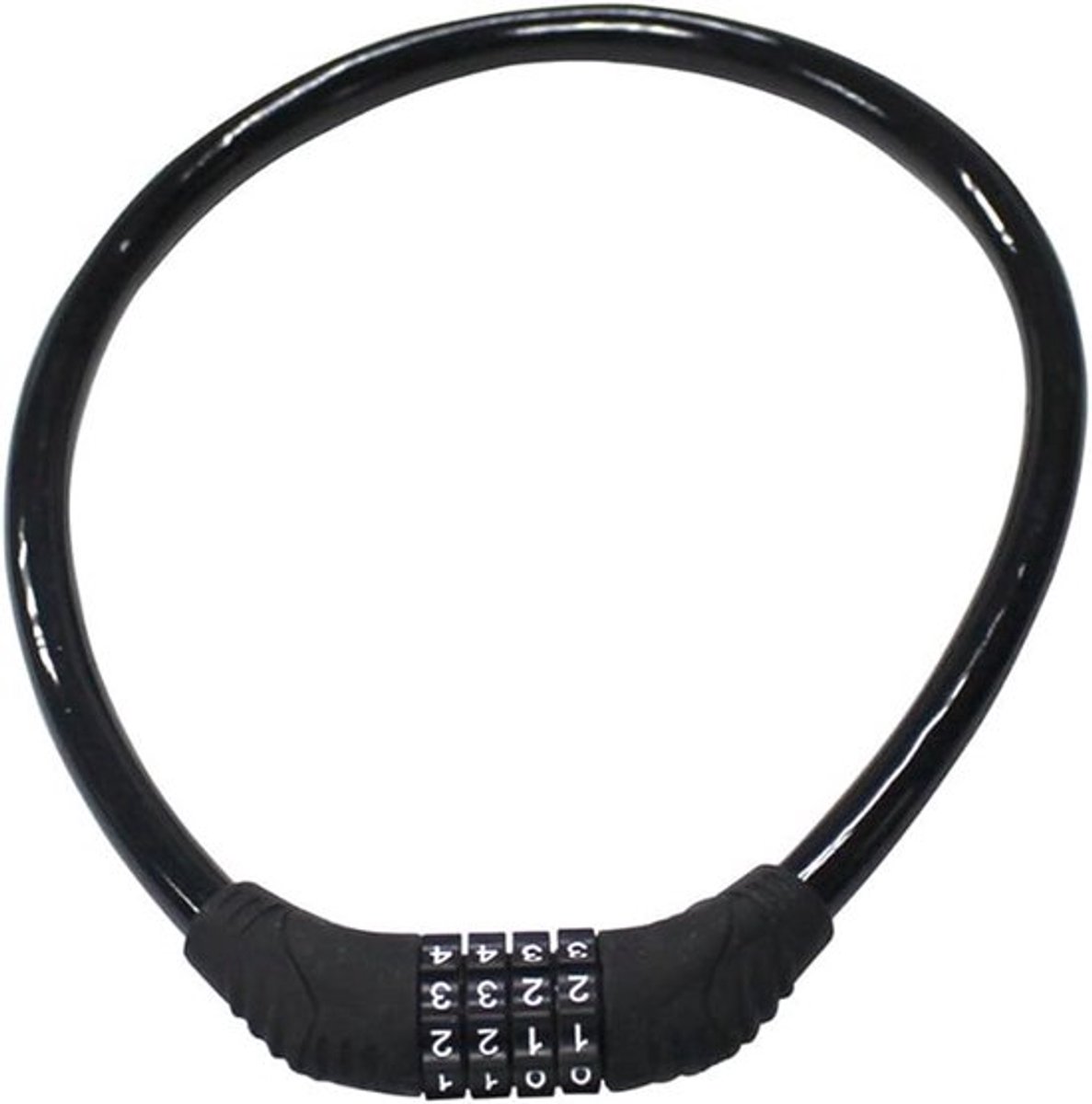 Zwart leren ringslot voor fietsen, veiligheidsslot met 4-cijferige resetbare combinatie, geschikt voor fietsen, 60 cm x 1,25 cm.