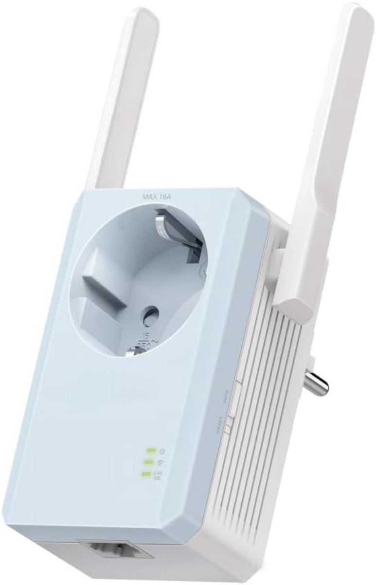 QORA® WIFI Versterker Stopcontact - WIFI Versterker - Lichtblauw - 16cm x 10cm x 10cm
