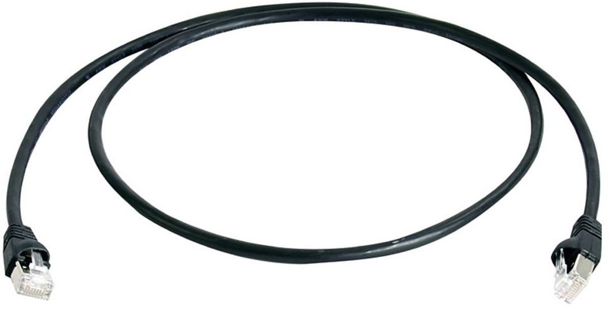 Telegärtner 100008391 RJ45 Netwerkkabel, patchkabel CAT 5e F/UTP 2.0 m Zwart Vlambestendig, Met anti-kniktule 1 stuk(s)