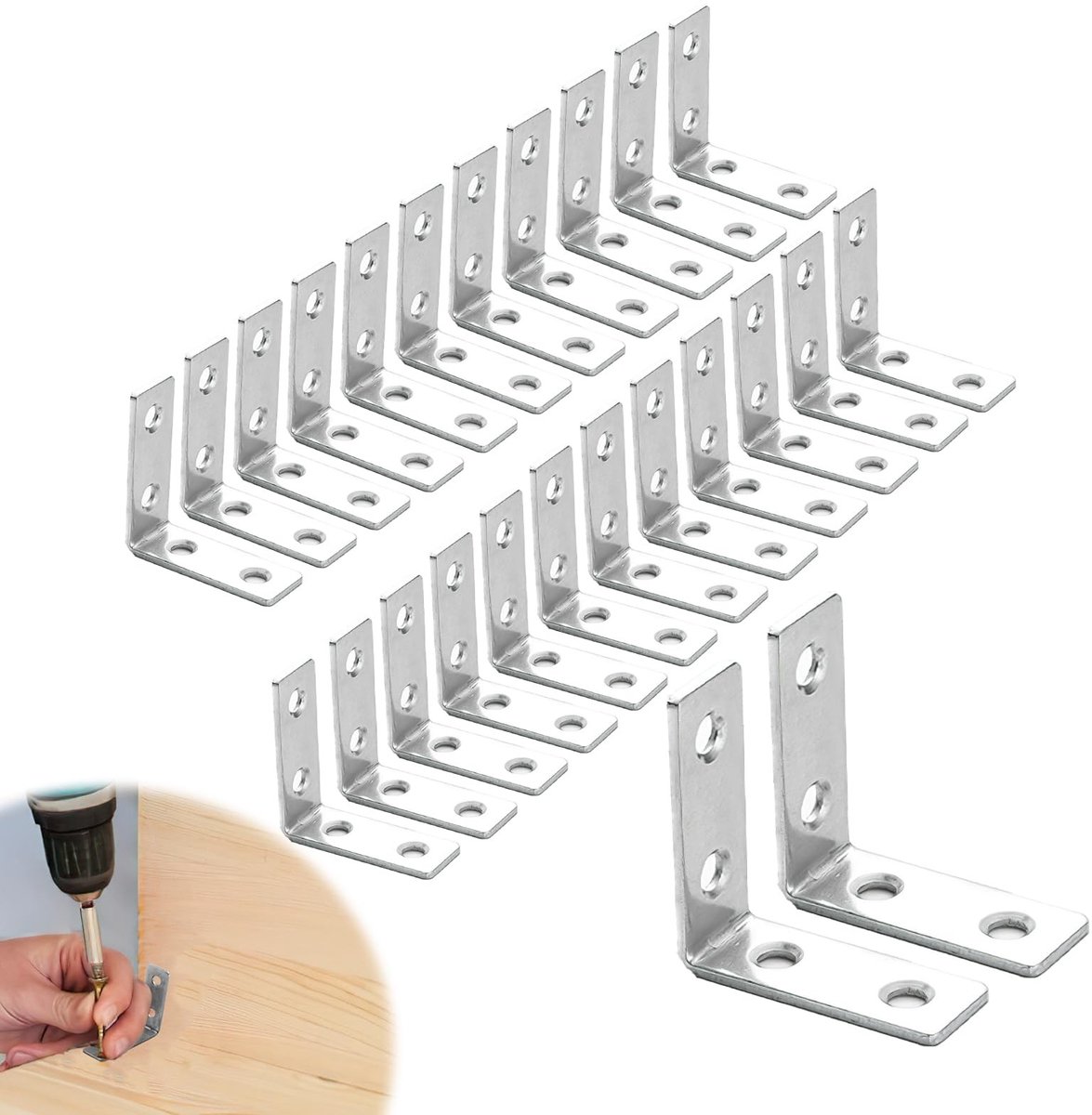 Dailygoods - 25 Stuks Hoekverbinders 40x40x15mm voor Houtverbindingen