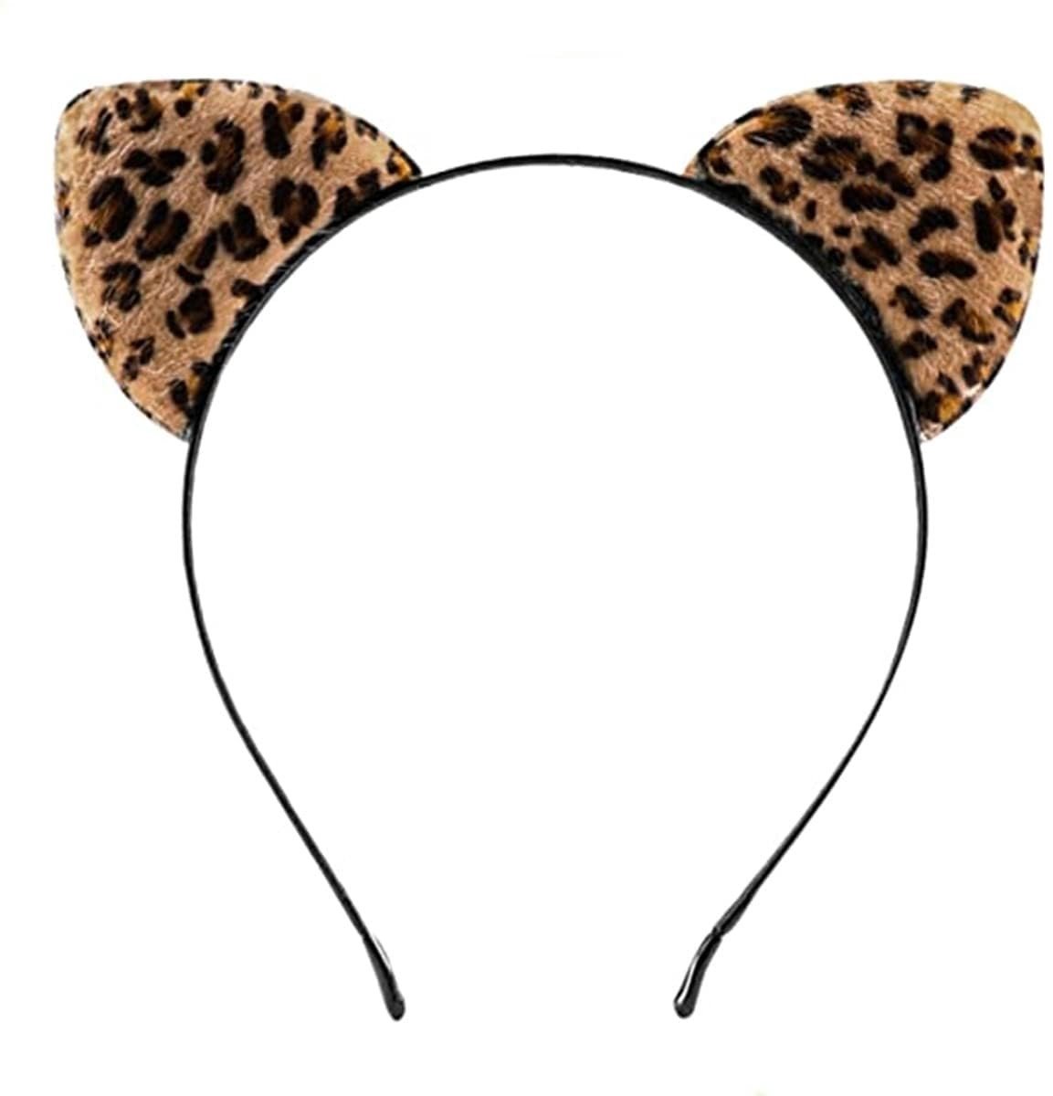 Dailygoods- Hoofdband Luipaardoren - Dames Hoofdband - Pluche Haarband - Flexibele Hoofdband - Comfortabele Kattenoren - Duurzaam Materiaal - Haaraccessoire