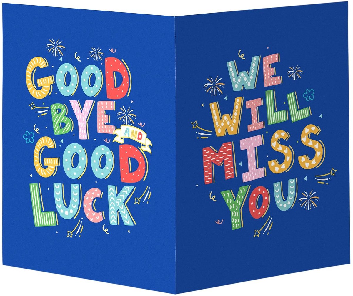 Dailygoods- Afscheidskaart Groot Formaat - Afscheidskaart Collega - Wenskaart met Envelop - Kraftpapier - 44x28cm - Blauw