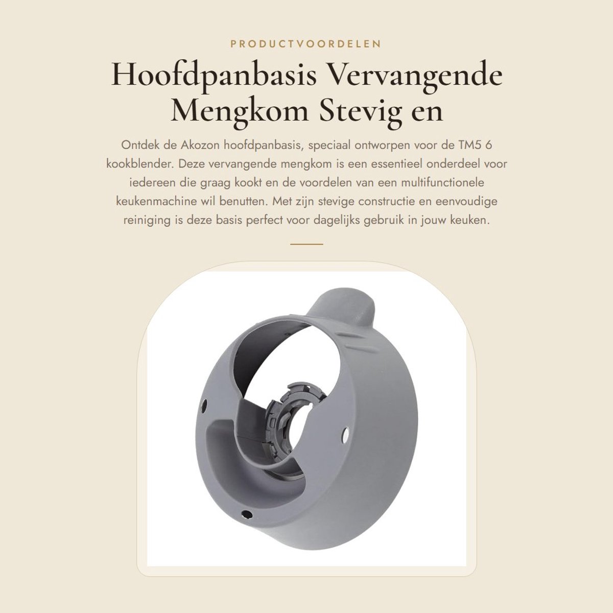 Dailygoods- Mengkom Vervanging voor TM5 6 - Stevige Basis - Hoogwaardig PP - Gemakkelijk Te Reinigen - Geschikt voor Kookblender - Lange Levensduur - Keukenmachineonderdeel