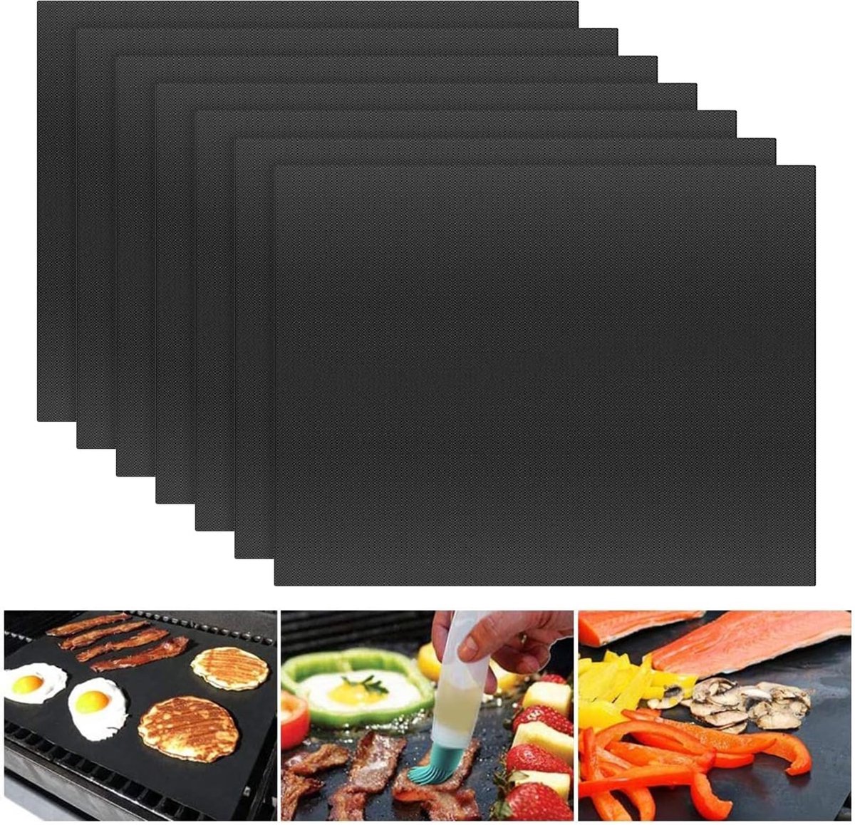 Dailygoods- Grillmatten 7 stuks - Hittebestendig - Antiaanbaklaag - Op maat te snijden - Voor gasgrill/houtskoolgrill - Glasvezel materiaal - 33 x 40 cm - Bakmat