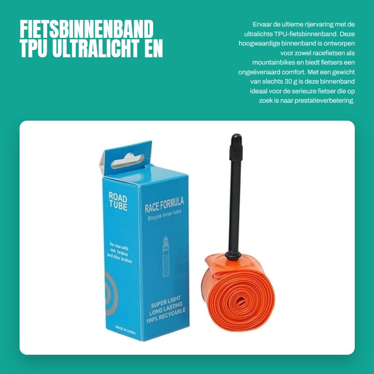 Dailygoods- Fietsbinnenband Ultralicht 30 g - TPU Fietsbanden - Compatibel met Franse Ventielen - 700 x 18c tot 700 x 32c - Set van 2 - Hoogwaardige Materialen - Fietsband
