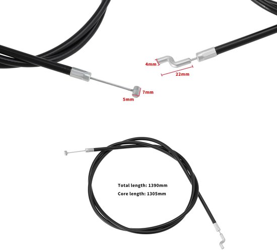 Dailygoods- Push Pull Kabel 1390 mm - Grasmaaier Kabel - Compatibel met John Deere/Sabo - 2-takt/4-takt - Kunststof/Metaal - Eenvoudige installatie van Dailygoods — afbeelding 4