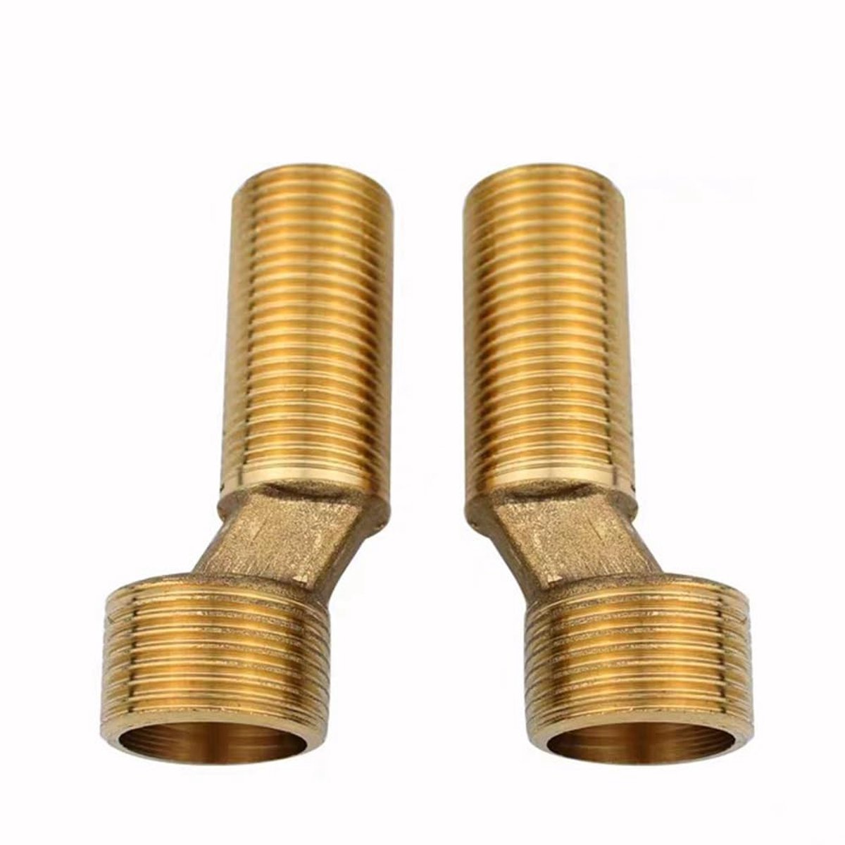 Dailygoods - 2 stuks S aansluiting adapter, 3/4 inch x 1/2 inch buitendraad S adapter douchearm, verschoven met 8 mm lengte 65 mm, verstelbare zwenkarm, verbindingsstuk excenter voor wandmontages