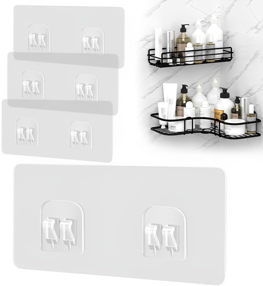 Dailygoods- Douchehaak Waterdicht - Zelfklevende Haak - Transparant Ontwerp - Sterke Plakhaak - Duurzaam Materiaal - 4 Stuks - Wandhaak