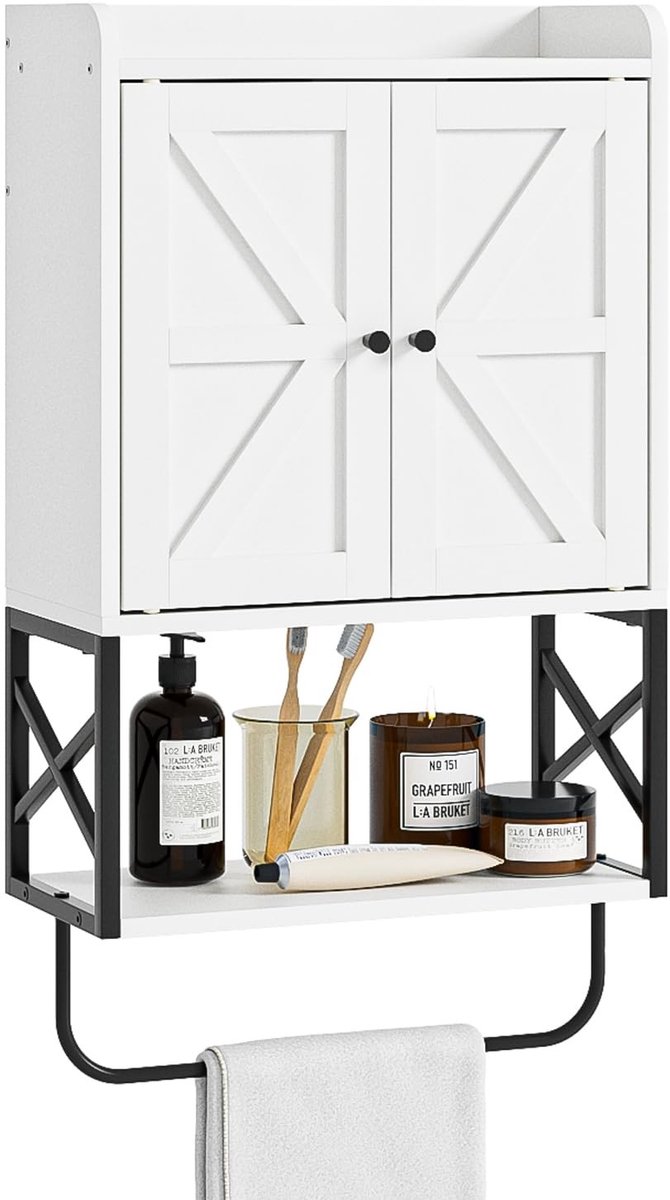 Dailygoods- Badkamerkast met verstelbare planken - Hangkast - Ruimtebesparend - Retro-X-vo