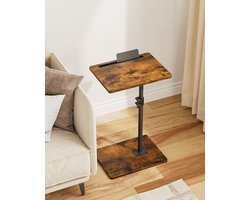 Dailygoods - HEYZOEY Bijzettafel, C-vorm, in hoogte verstelbaar, 360 graden roterende salontafel klein, 40 x 30 x (45-81) cm, houten koffietafel, laptoptafel voor slaapkamer, woonkamer, kantoor (rustiek bruin)