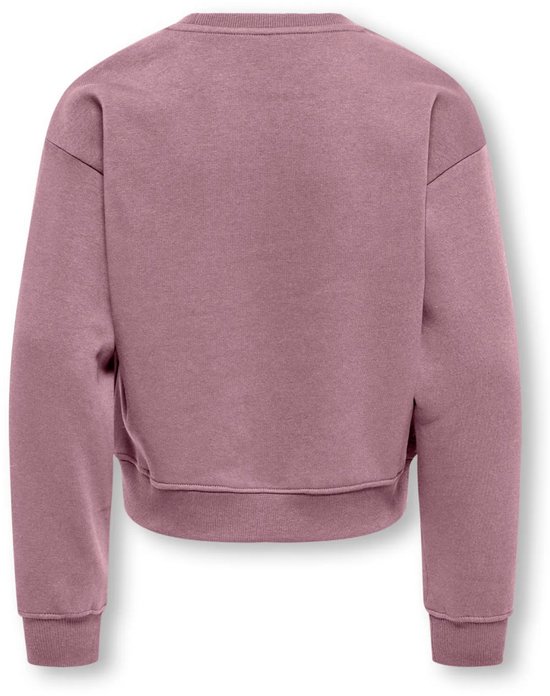 Achterkant van een roze sweater met lange mouwen.