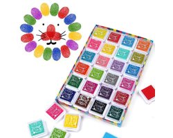 Dailygoods- Stempelkussen Set van 24 - Niet giftig - Afwasbaar - Vingerafdruk - Inktpad - Kleurrijk - Veilig voor kinderen - Inktpads