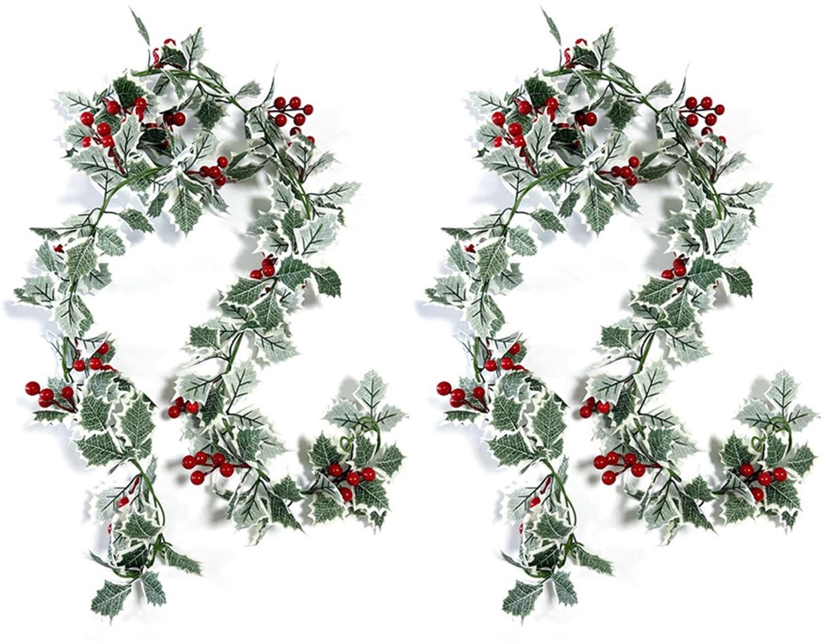 Dailygoods- Kerstslinger 2M - Kunstmatige Kerstslinger - Rode Bessen - Decoratie - Feestelijke Sfeer - Hoogwaardig PVC-Materiaal - Decoratieslinger