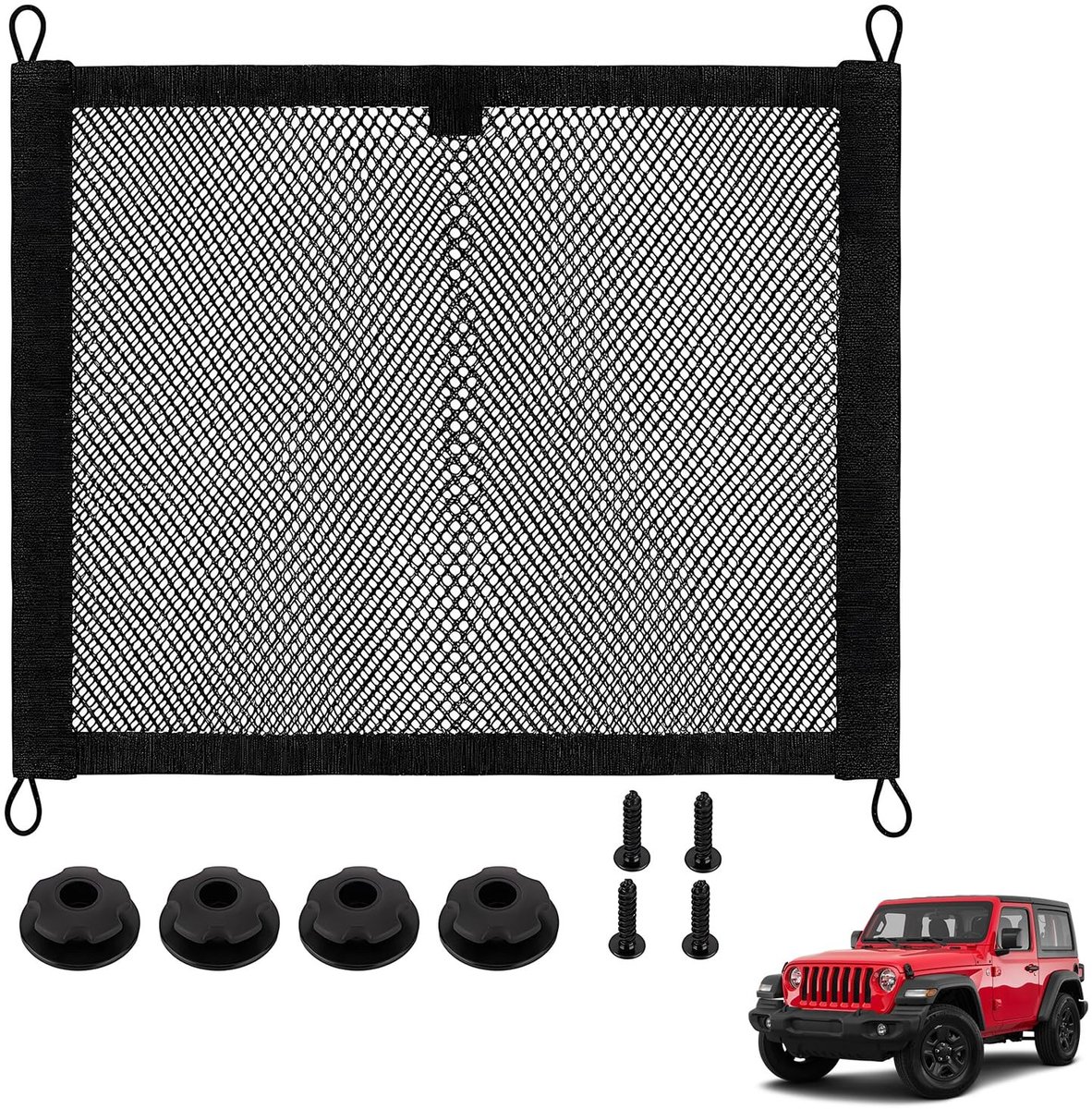 Dailygoods - Bagagenet, 1 stuk kofferbaknet, universeel kofferbaknet, opbergnet, organizer voor camper, bussen, boten, bestelwagens, 42 x 36 cm, zwart