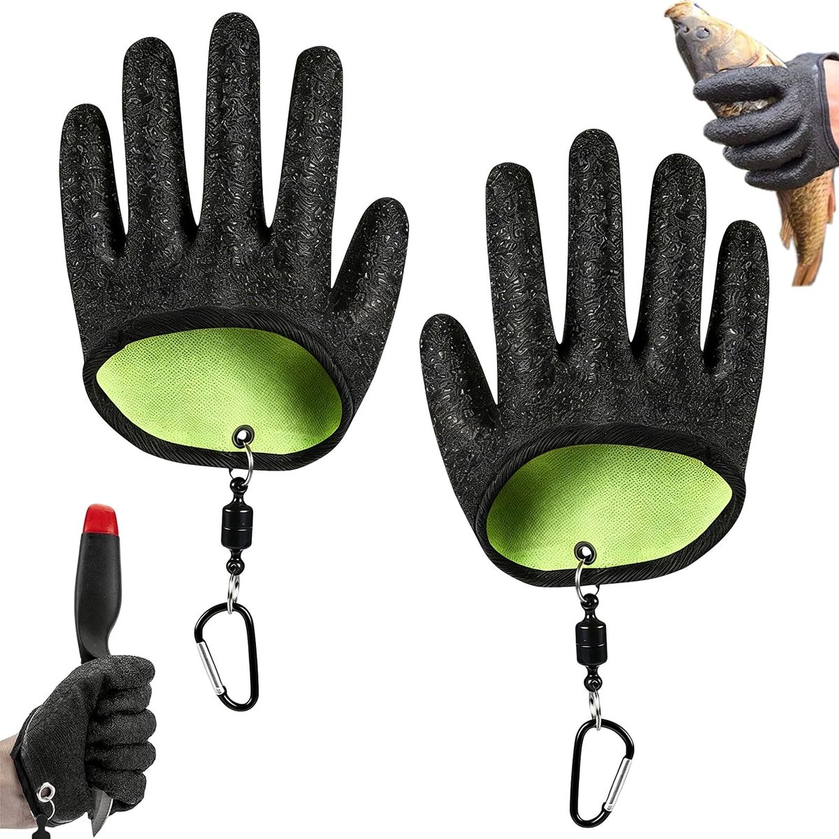 Dailygoods- Hengelhandschoenen Waterdicht - Steekbestendig - Antisnede - Met 2 Magnetische Gespen - Visaccessoires voor Snoek/Snoekbaars/Meerval - Duurzaam en Slijtvast - Vishandschoenen