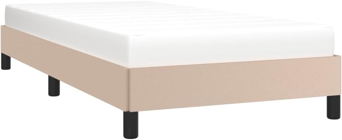 Bedframe Kunstleer - Slaapmeubel Ledikant - Rustgevend Slapen - Duurzaam & Luxe - 80x200 cm - Cappuccino