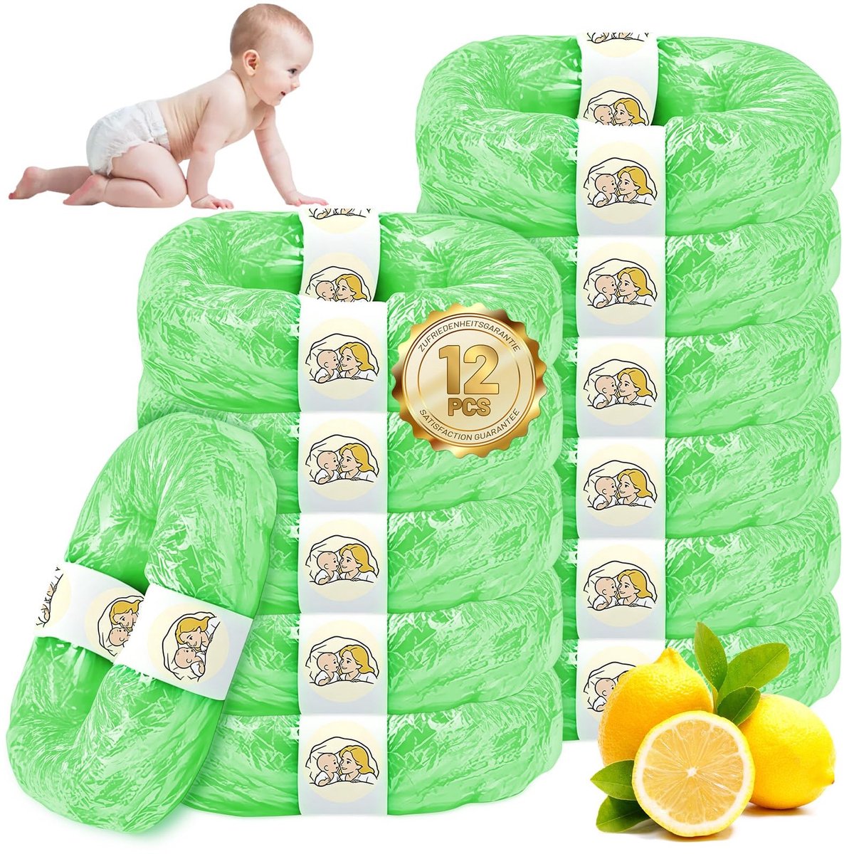 Dailygoods - 12 Stuks Luieremmer Navulzakken - Geurdicht en Duurzaam