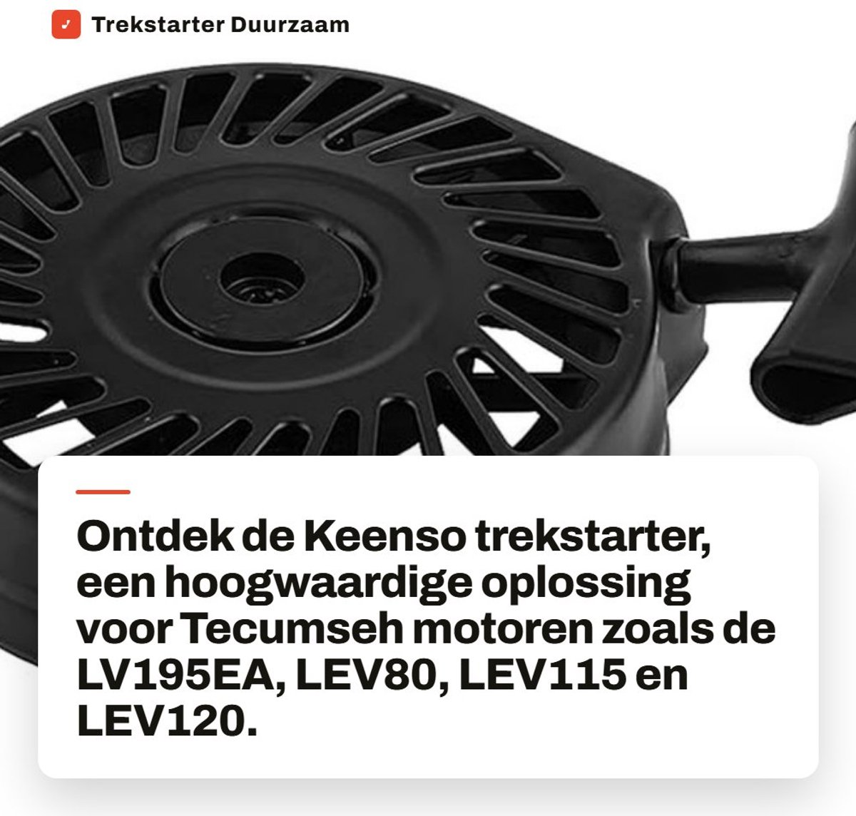 Dailygoods- Trekstarter Premium Kwaliteit - Terugloopstarter - Geschikt voor LV195EA/LEV80/LEV115 - Hoogwaardige Kunststof/Metaal - Eenvoudige Installatie - Diameter 148 mm - Recoil Starter