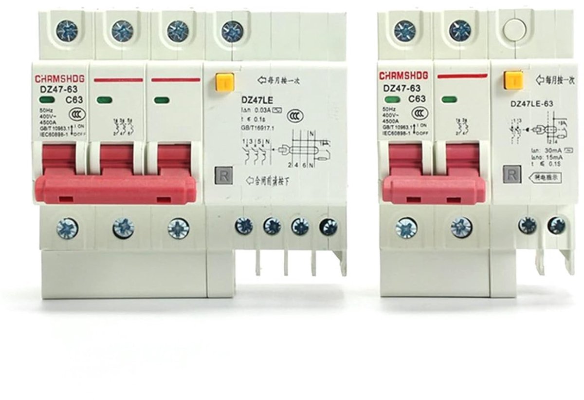 Stroomschakelaar - Motorbeveiliger - Elektrische beveiliging - Lekstroomdetectie - 10 stuks - Grijs