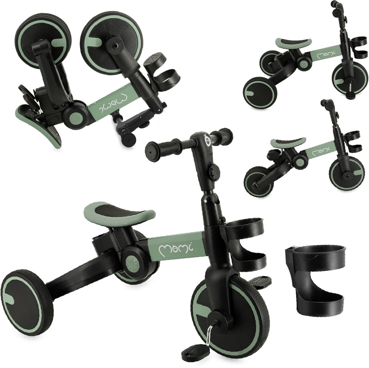 MoMi FILO - 3-in-1 Kinderfiets - Loopfiets - Driewieler - Loopauto - Opvouwbaar - Met Pedalen - Groente