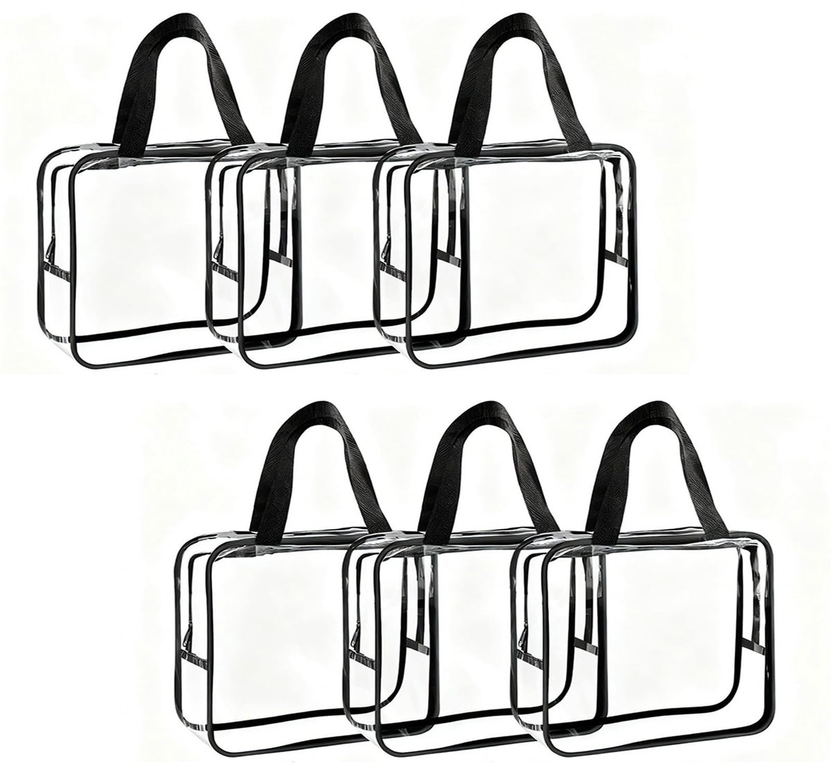 Dailygoods- Speelgoedopslag 6 Stuks - PVC Opbergzakken - Transparant met Ritssluiting - Organizer voor Bouwstenen/Boeken - Inclusief 36 Etiketten - Afmetingen 34,7 x 17,2 x 23,3 cm - Opbergtas