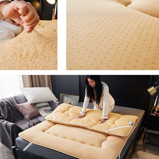 Japanse Futon Matras - Vloermatras Opvouwbaar - Comfortabel Slapen - Stevige Rugondersteuning - 90 x 200 cm - Kameel — afbeelding 3