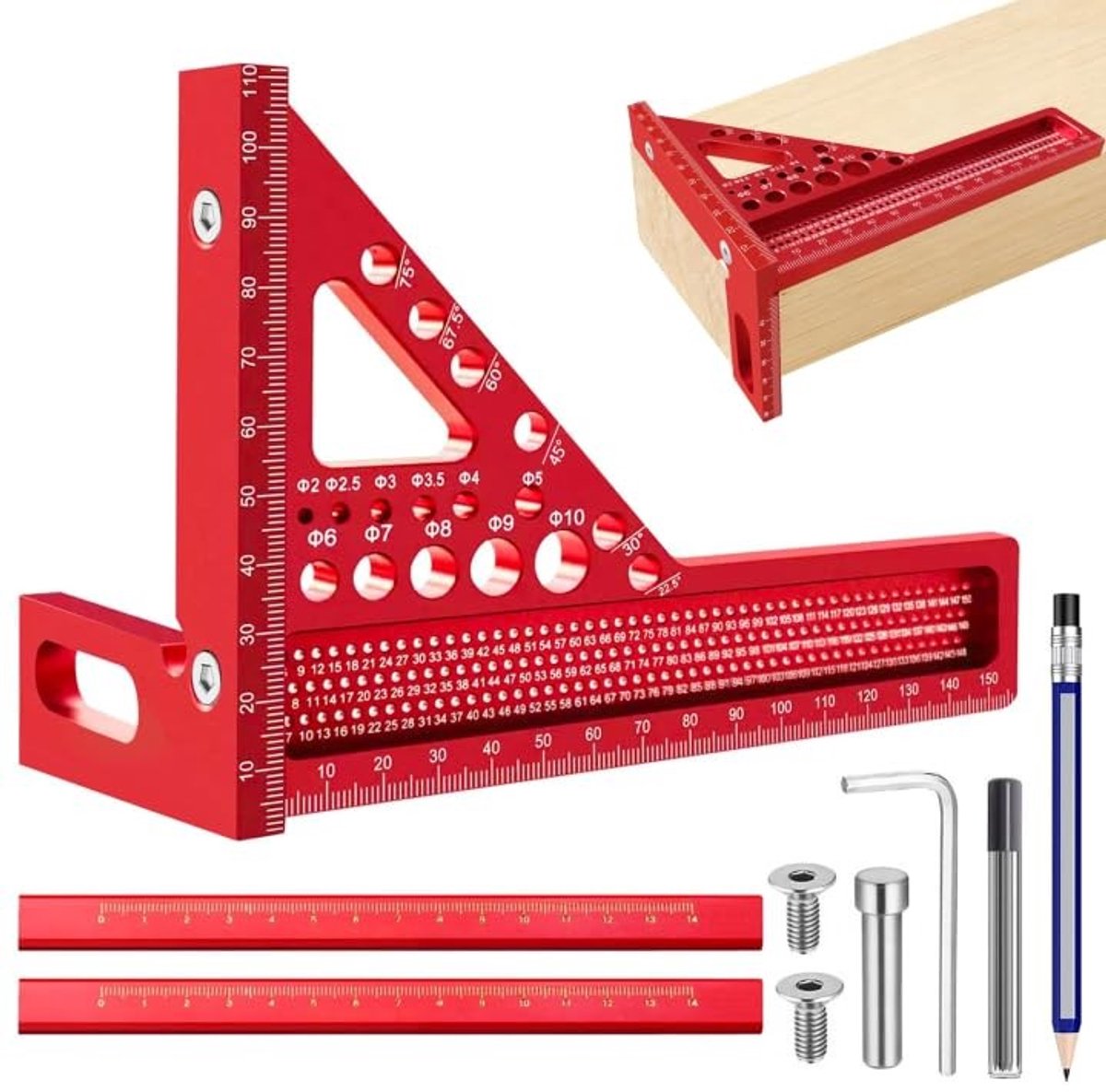 Dailygoods- Meetliniaal 3D - Multifunctioneel - Hoekmeter Digitaal - Gradenboog - Verstekhoek - Aluminiumlegering - Zeer Nauwkeurig