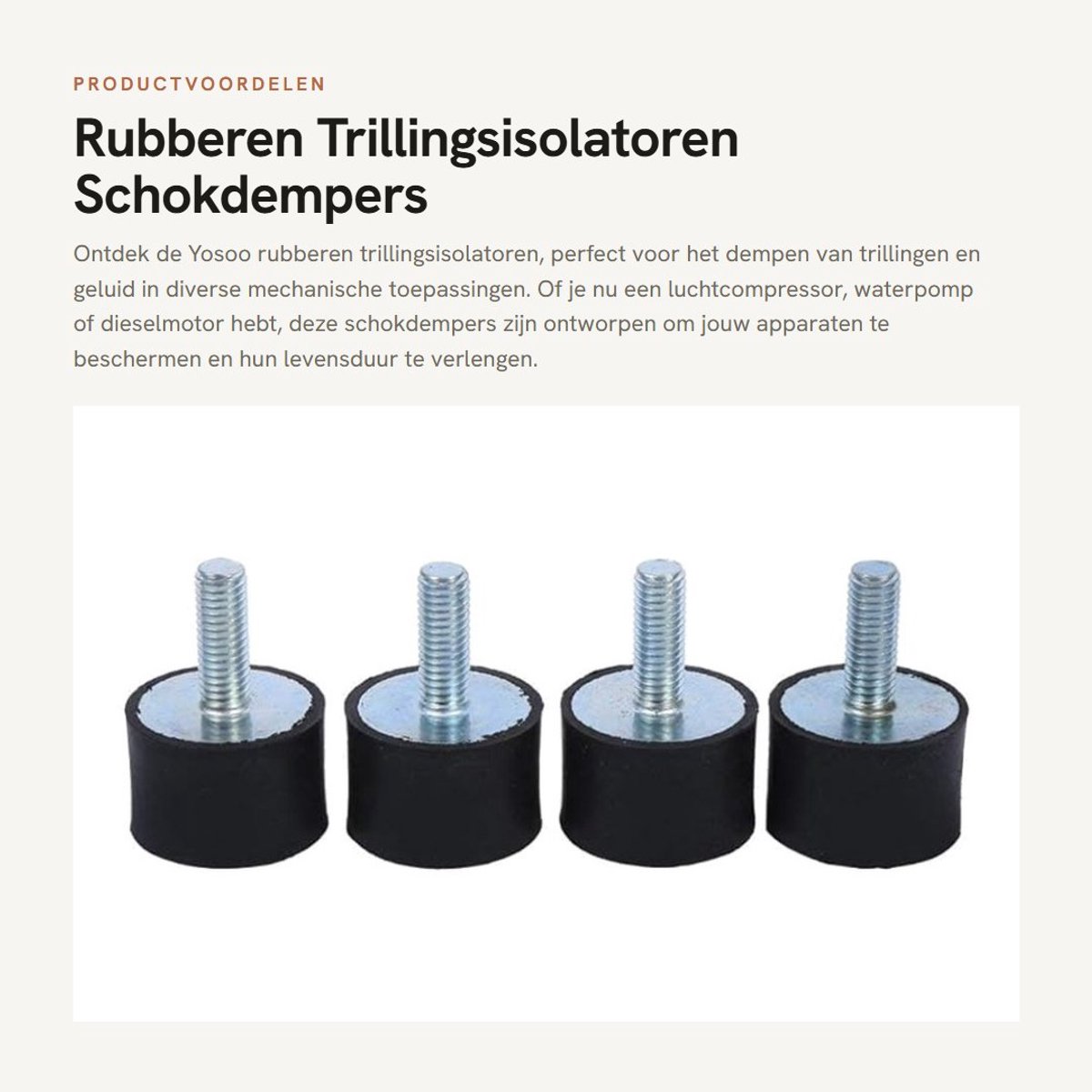 Dailygoods- Rubberen Pluggen Trillingsremmend - Schokdempers - Dempingselementen - M6 - 4 Stuks - Geschikt voor Luchtcompressoren/Benzinemotoren - Trillingsisolatoren