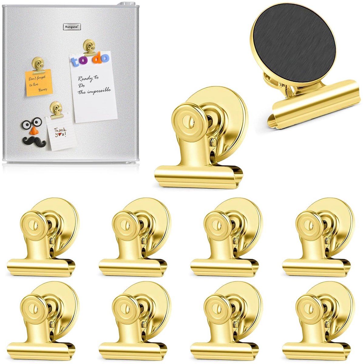 Dailygoods- Magnetische Clips Sterk - Koelkast Magneten - Decoratie - Kantoor - School - 10 Stuks - Zwart Ijzer - Koelkastmagneten