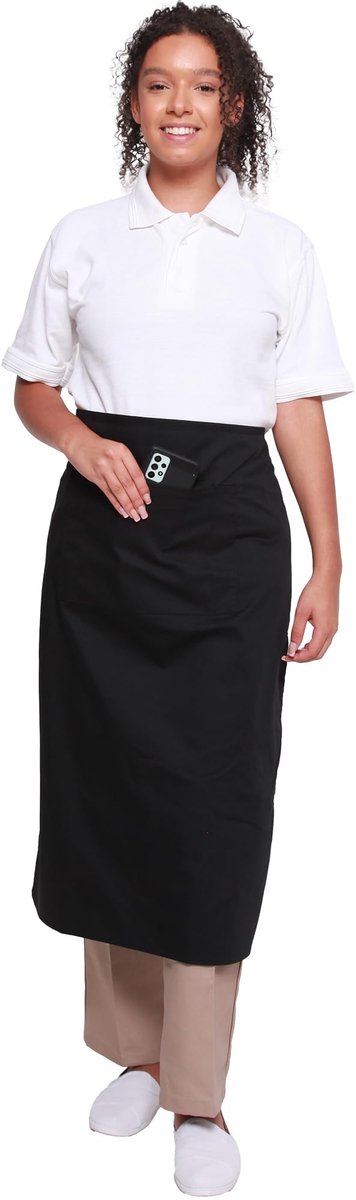 Dailygoods - Mirabella Lange Schort - Unisex met Open Zak in Zwart