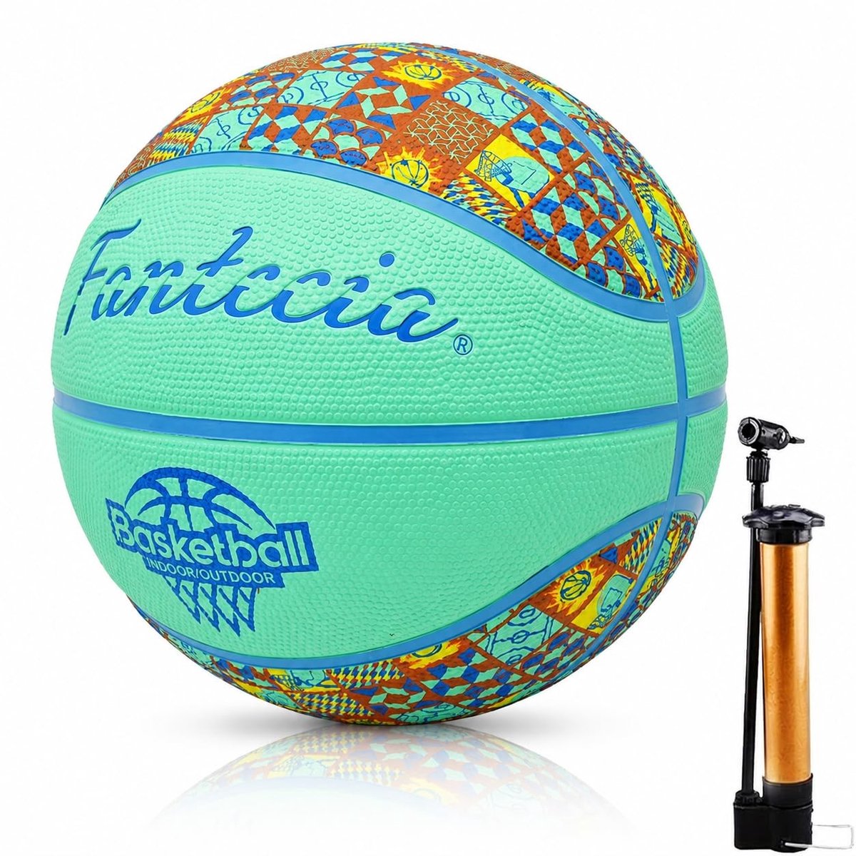 Dailygoods- Basketbal Maat 5 - Rubberen Bal - Binnen/Buiten - Duurzaam - Hoogwaardige Grip - Modern Vierkant Patroon - Basketball