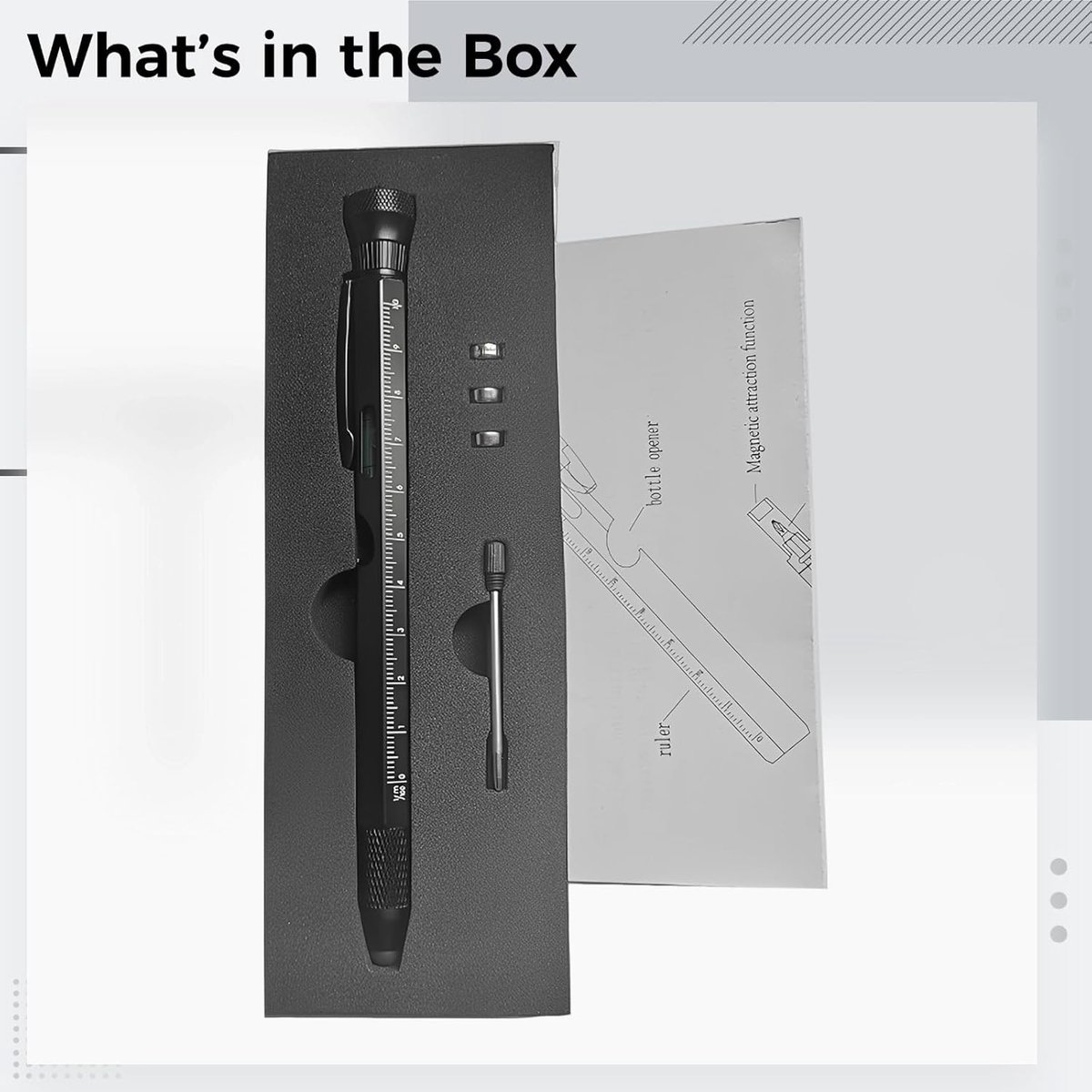 Multitool Pen - Gereedschap Pen - Dagelijks Gebruik - 12 Functies - 18.5 cm - Zwart