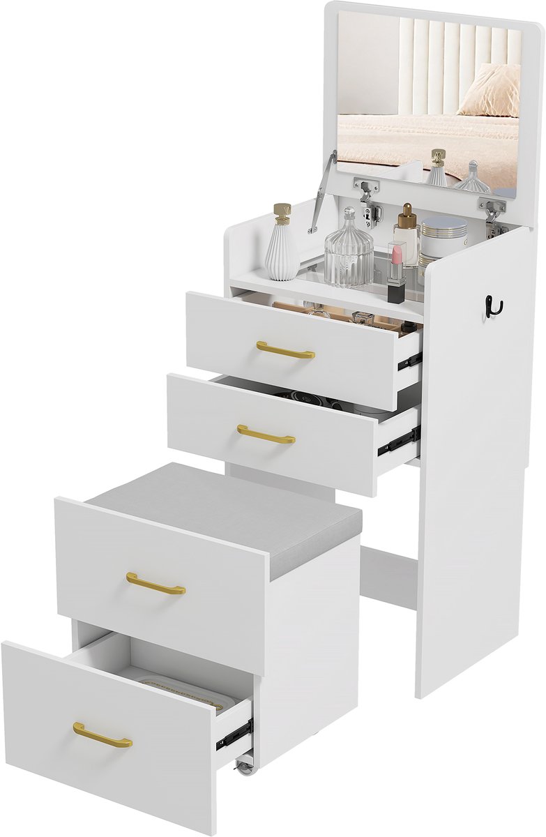 Homcom kaptafelset - MDF - 48x40x90cm - Wit