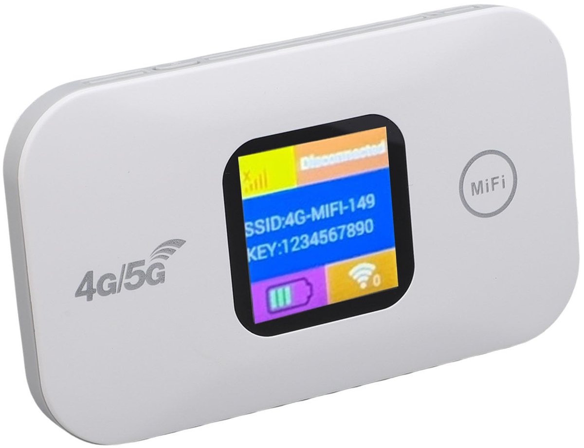 Dailygoods- WiFi Hotspot 4G/5G - Draagbare Router - 300 Mbps Snelheid - 10 Aangesloten Apparaten - SIM-kaartsleuf - LED-display - ABS Materiaal - Mobiele Router