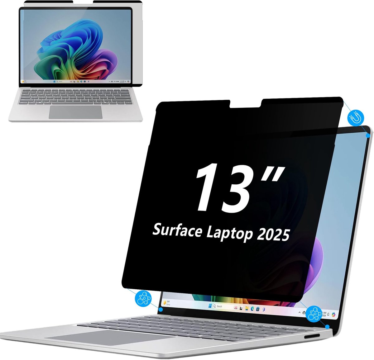 Dailygoods- Privacy Scherm Magnetisch 30° Zijdelingse Kijkbescherming - Wasbaar - Herbruikbaar - Bubbelvrije Installatie - Voor Surface Laptop 13 (2025) - Vermindert Oogvermoeidheid - Schermfilter