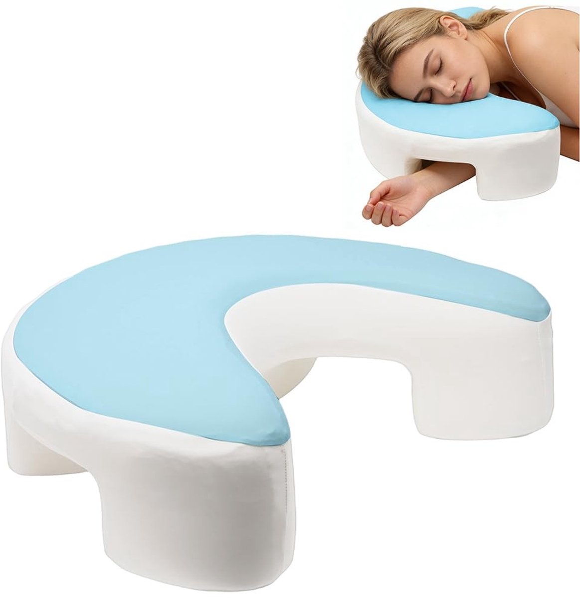 Dailygoods- Zijslaapkussen Ergonomisch - Orthopedisch Neksteunkussen - Traagschuim - Wasbare Overtrek - Armgatontwerp - Ontlasting Nek en Schouders - Slaapkussen