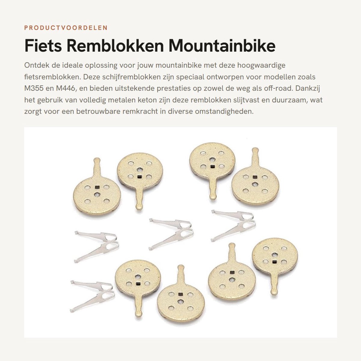 Dailygoods- Remblokken Fiets - 4 Paar Schijfremblokken - Duurzaam Keton All Metal - Geschikt voor M355/M446 - Antislijtagemateriaal - Gewicht 77g